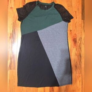 3/$10⭐ Shein color block t-shirt dress, women's large, green, gray, black